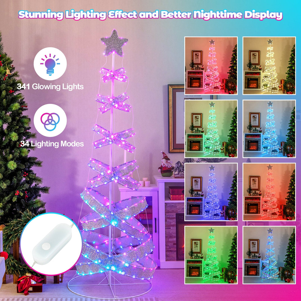 7 Feet Outdoor Spiral Christmas Tree for Party, Xmas New Year Decoration view 7
