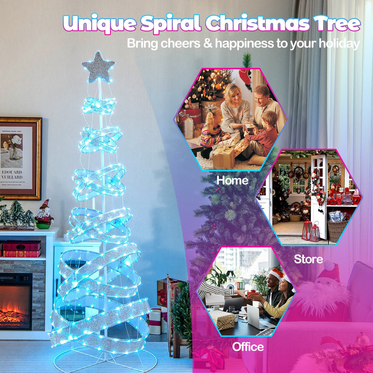 7 Feet Outdoor Spiral Christmas Tree for Party, Xmas New Year Decoration view 8