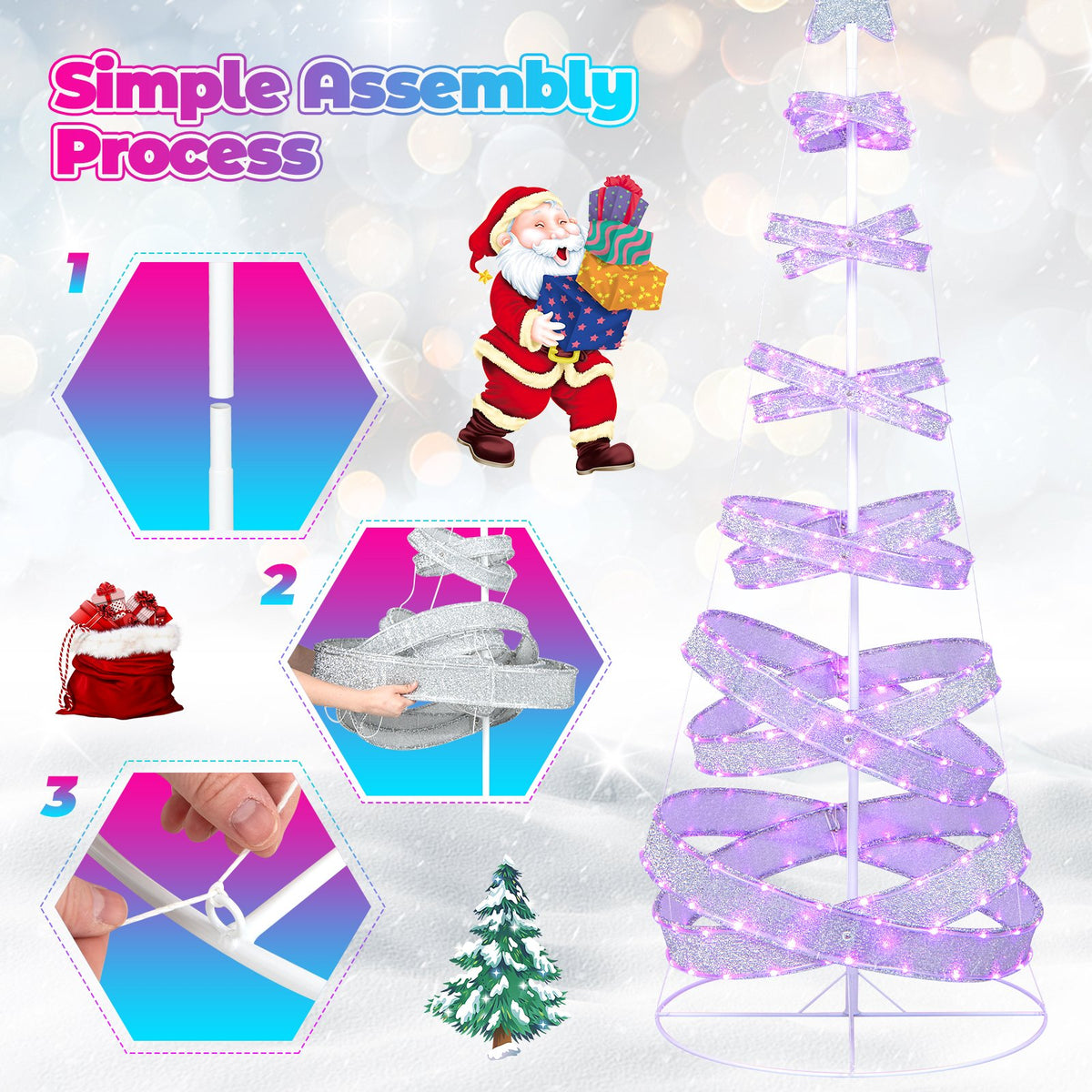 7 Feet Outdoor Spiral Christmas Tree for Party, Xmas New Year Decoration view 9