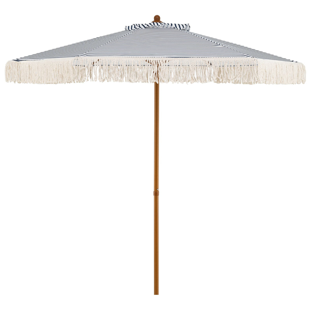7 Feet Patio Umbrella with Fringe Sun-Protective Beach Umbrella with Boho Tassel-Blue