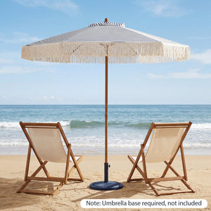 7 Feet Patio Umbrella with Fringe Sun-Protective Beach Umbrella with Boho Tassel-Blue view 5