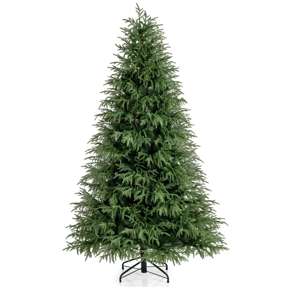 7 Feet Pre-Lit Artificial Christmas Tree Hinged Faux Xmas Tree with Soft Branch Tips view 4