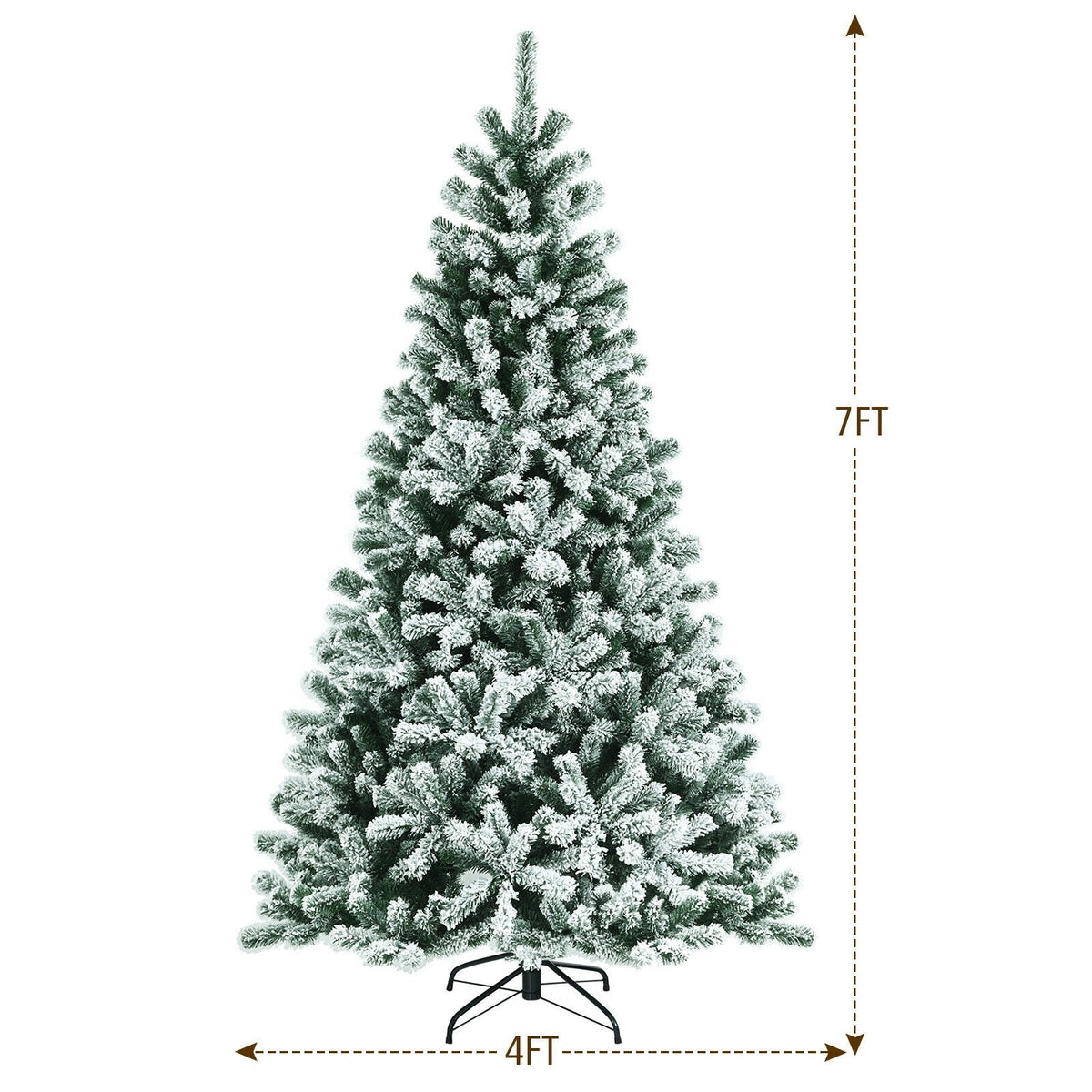 7 Feet Pre-lit Snow Flocked Hinged Christmas Tree with 1116 Tips and Metal Stand-7 ft view 4