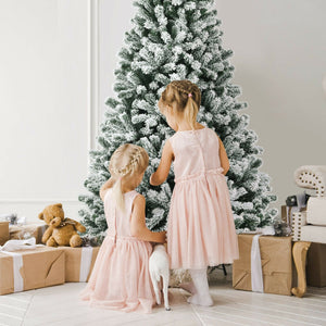 7 Feet Pre-lit Snow Flocked Hinged Christmas Tree with 1116 Tips and Metal Stand-7 ft view 7