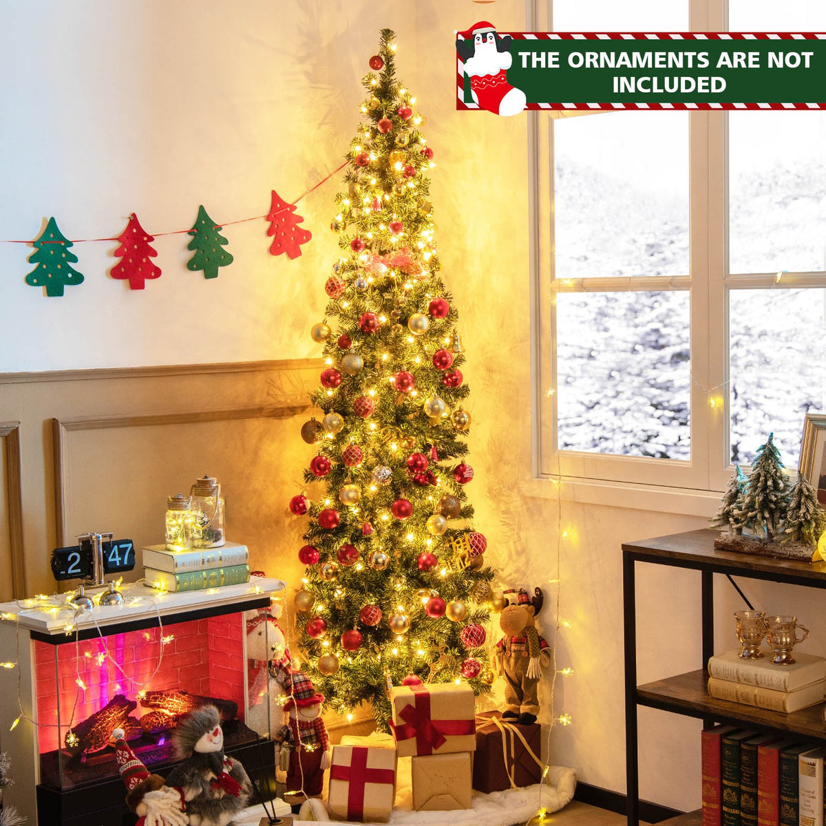7 Feet Prelit Half-Shape Christmas Tree with 150 Lights view 2