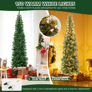 7 Feet Prelit Half-Shape Christmas Tree with 150 Lights view 6