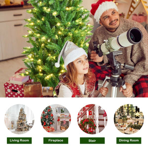 7 Feet PVC Hinged Pre-lit Artificial Fir Pencil Christmas Tree with 150 Lights-7 ft view 3