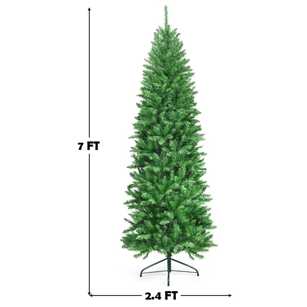 7 Feet PVC Hinged Pre-lit Artificial Fir Pencil Christmas Tree with 150 Lights-7 ft view 4