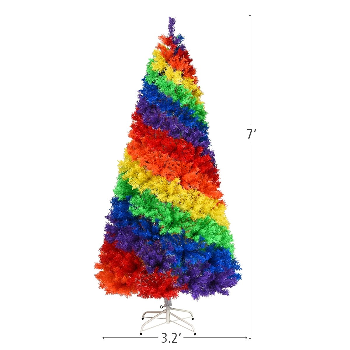 7 Feet Artificial Hinged Traditional Christmas Tree with Metal Stand view 4