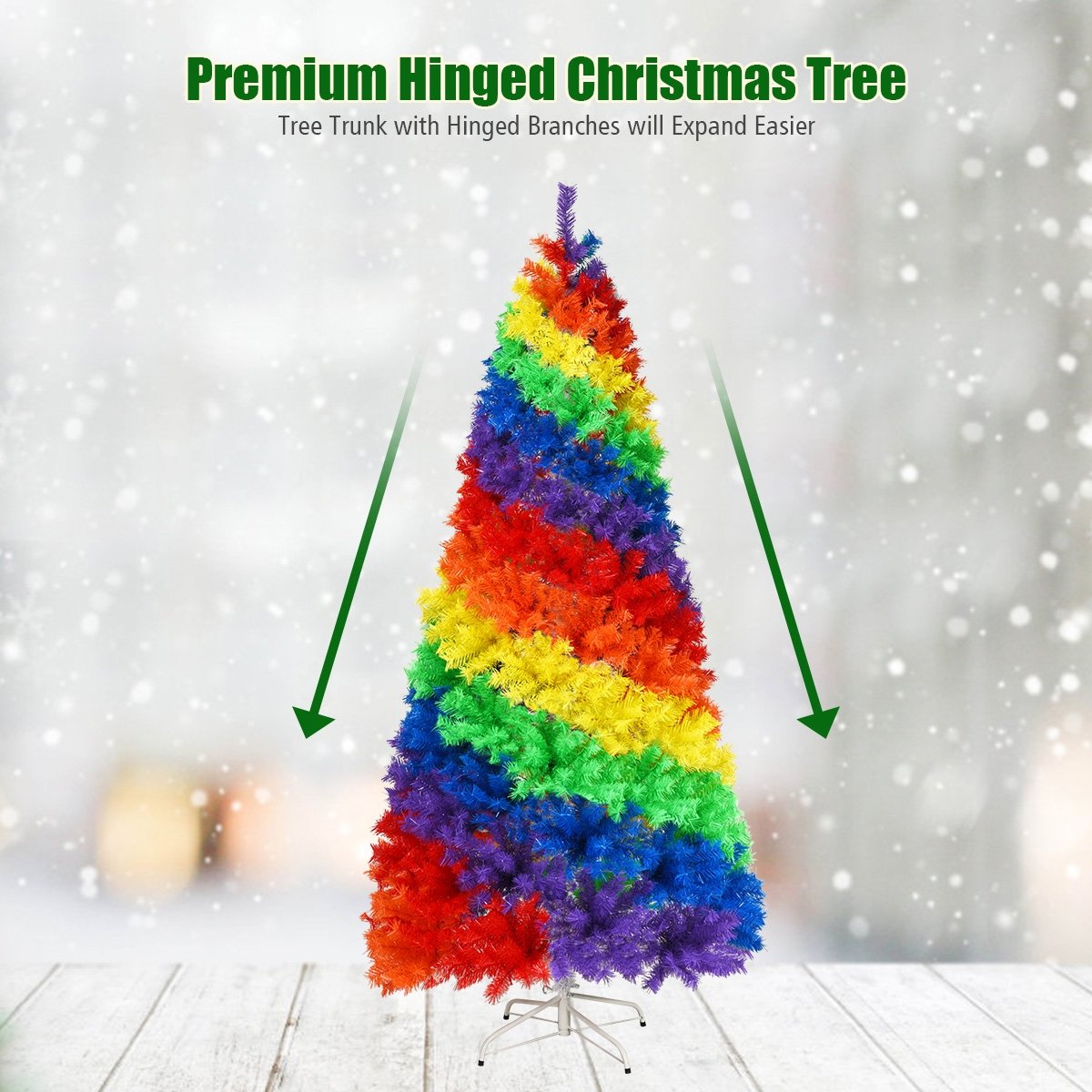 7 Feet Artificial Hinged Traditional Christmas Tree with Metal Stand view 5