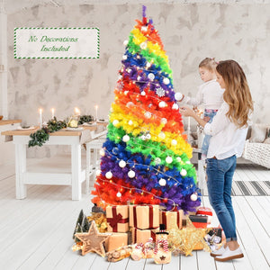 7 Feet Artificial Hinged Traditional Christmas Tree with Metal Stand view 6