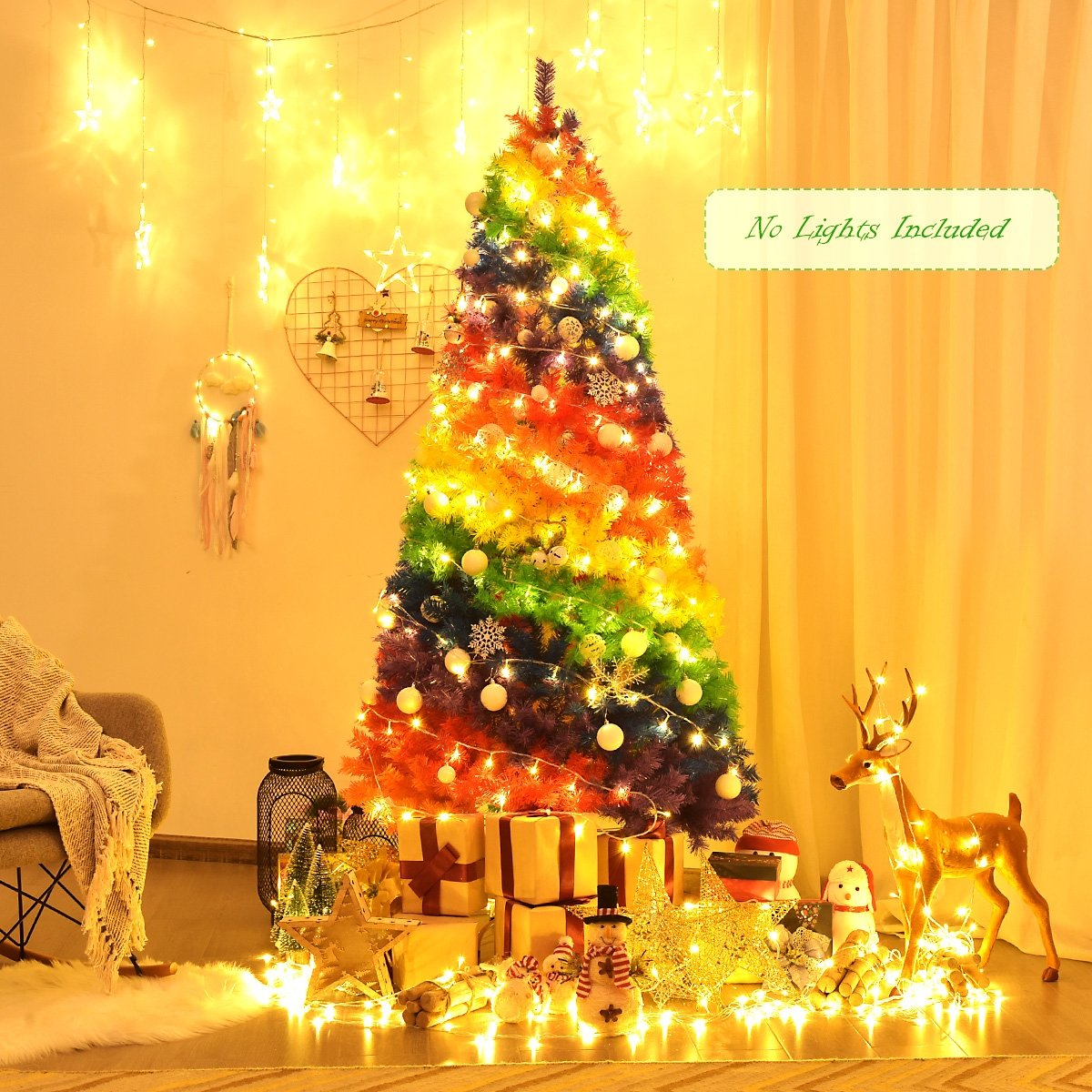 7 Feet Artificial Hinged Traditional Christmas Tree with Metal Stand view 7