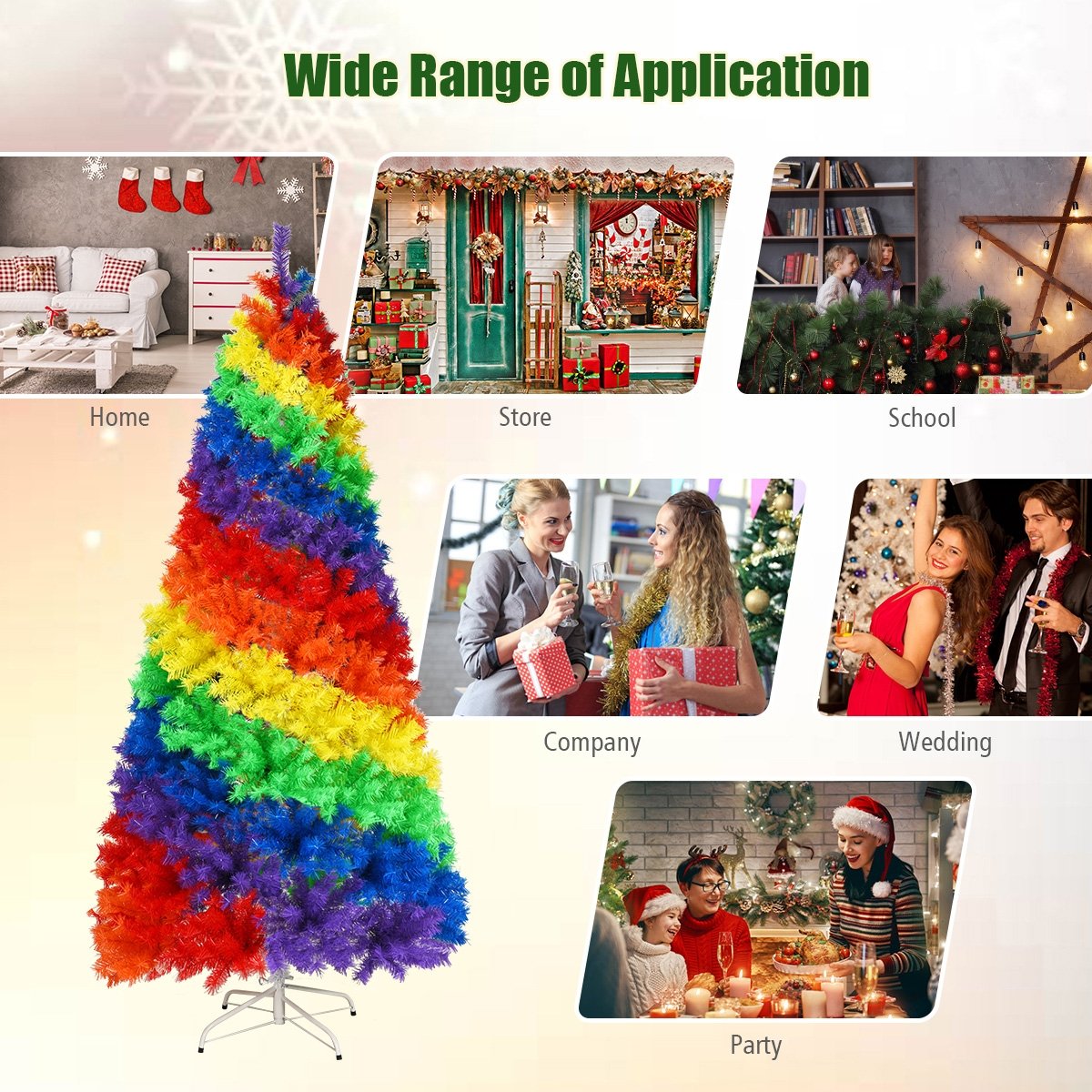 7 Feet Artificial Hinged Traditional Christmas Tree with Metal Stand view 9