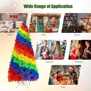 7 Feet Artificial Hinged Traditional Christmas Tree with Metal Stand view 9