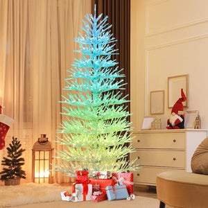 7 FT Artificial Pre-lit Christmas Tree Hinged Xmas Tree with 820 Coral-like Branch Tips view 2