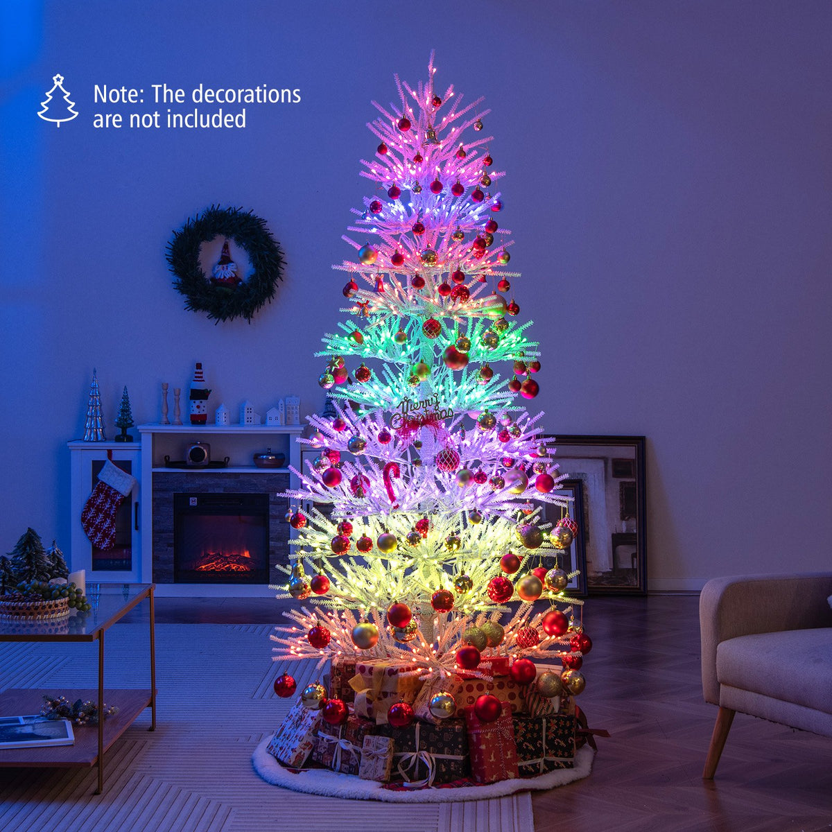7 FT Artificial Pre-lit Christmas Tree Hinged Xmas Tree with 820 Coral-like Branch Tips view 5