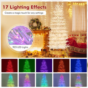 7 FT Artificial Pre-lit Christmas Tree Hinged Xmas Tree with 820 Coral-like Branch Tips view 6