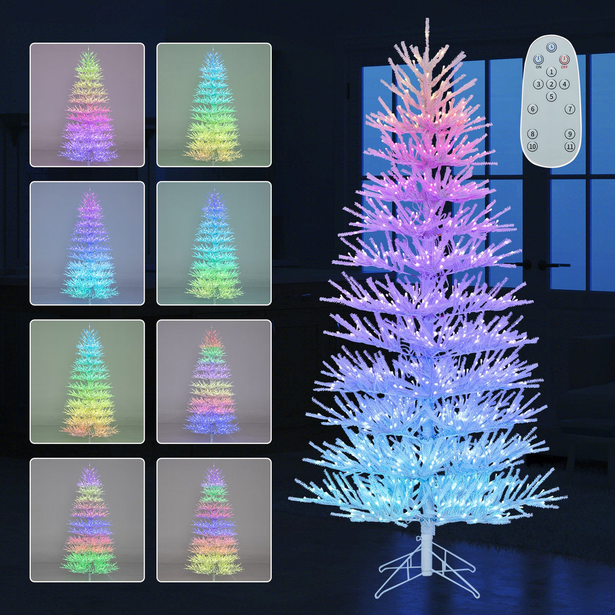 7 FT Artificial Pre-lit Christmas Tree Hinged Xmas Tree with 820 Coral-like Branch Tips view 7