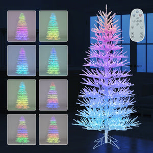 7 FT Artificial Pre-lit Christmas Tree Hinged Xmas Tree with 820 Coral-like Branch Tips view 7