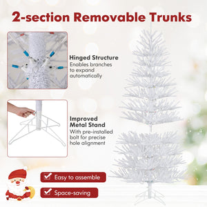 7 FT Artificial Pre-lit Christmas Tree Hinged Xmas Tree with 820 Coral-like Branch Tips view 9