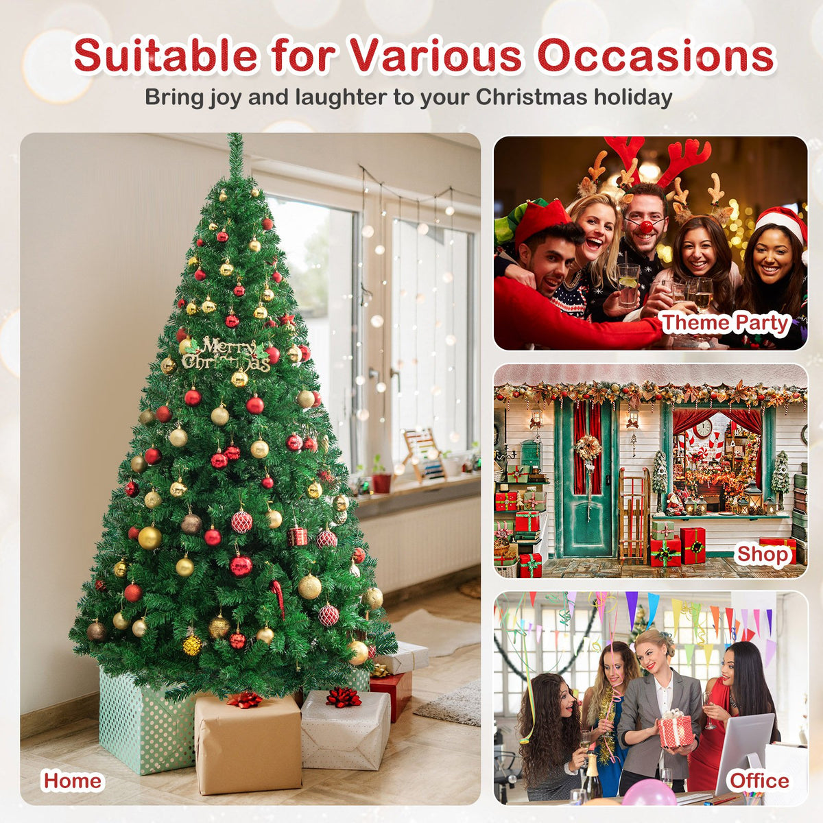 Artificial PVC Hinged Christmas Tree with Solid Metal Stand-7 ft view 9