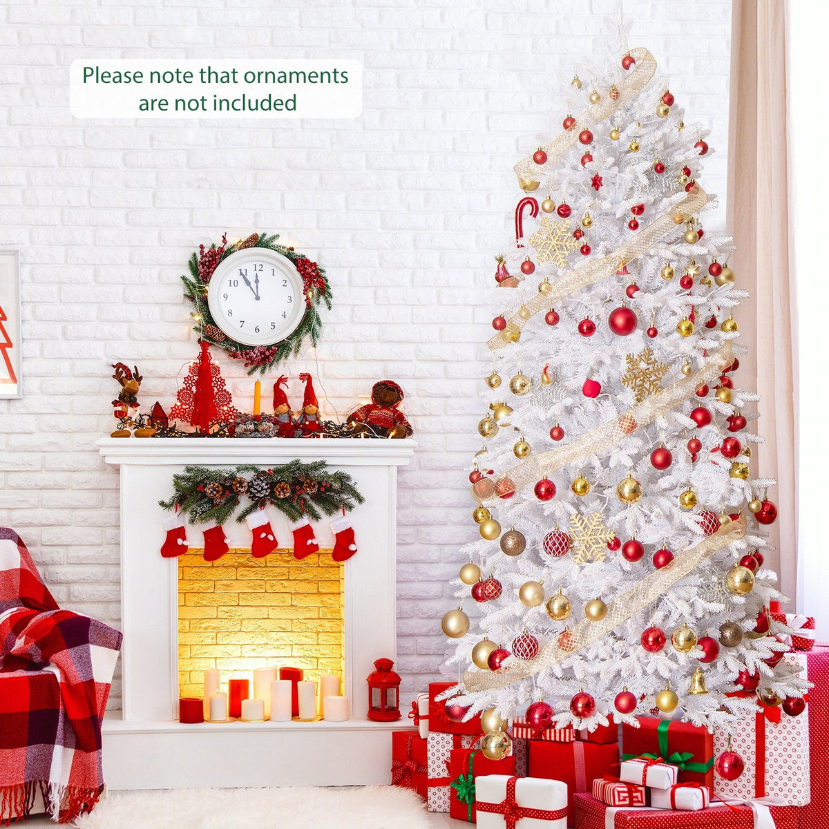 7 FT Artificial Xmas Tree with 1880 PE PVC Branch Tips for Party and Carnival view 3