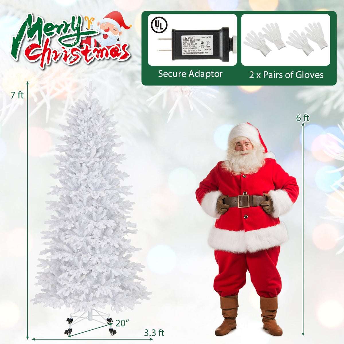 7 FT Artificial Xmas Tree with 1880 PE PVC Branch Tips for Party and Carnival view 5