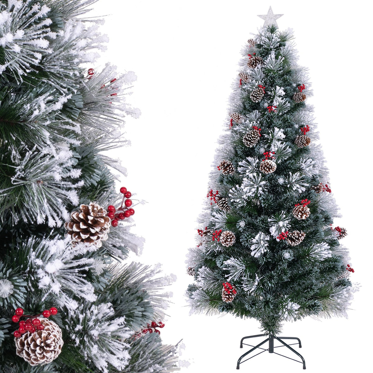7 FT Flocked Christmas Tree with 8 Lighting Modes view 4