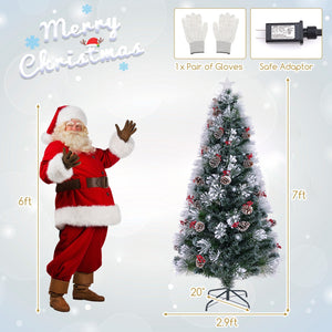 7 FT Flocked Christmas Tree with 8 Lighting Modes view 5
