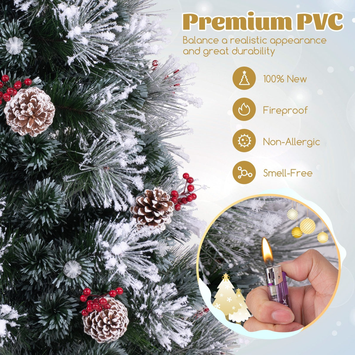 7 FT Flocked Christmas Tree with 8 Lighting Modes view 6