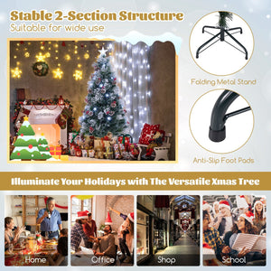 7 FT Flocked Christmas Tree with 8 Lighting Modes view 7