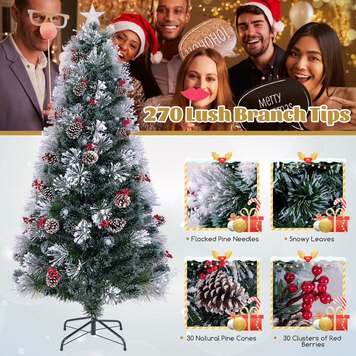 7 FT Flocked Christmas Tree with 8 Lighting Modes view 8
