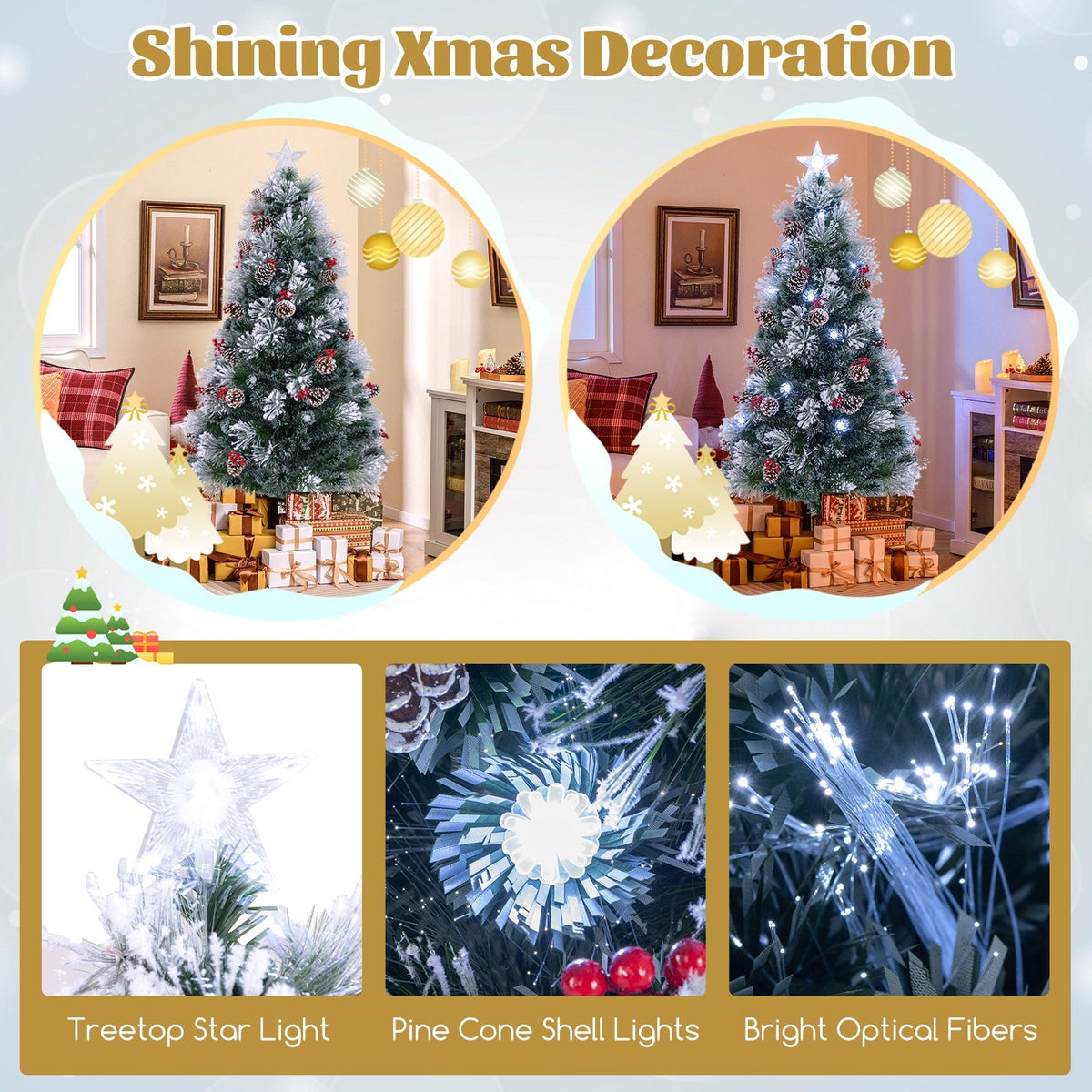 7 FT Flocked Christmas Tree with 8 Lighting Modes view 9