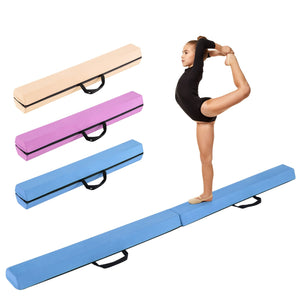 7 FT Folding Balance Beam with Removable Suede Cover and Non-slip Bottom-Navy view 4