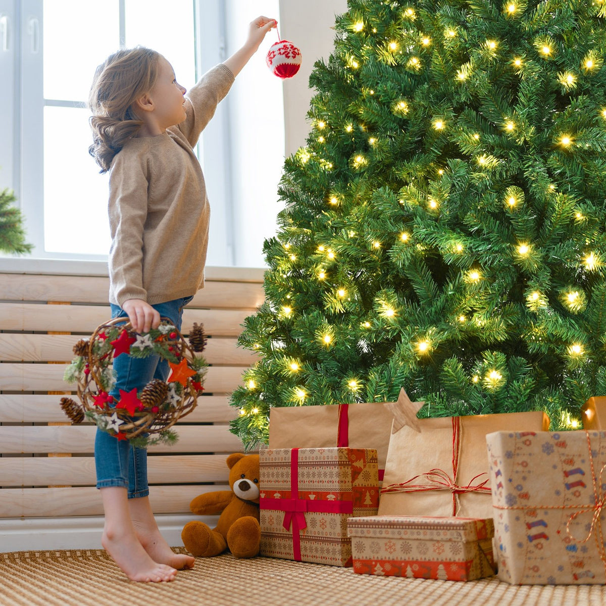 7 Feet PVC Artificial Christmas Tree with LED Lights-7 ft view 8