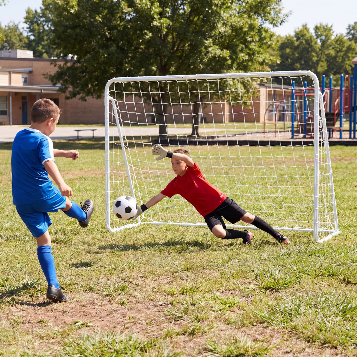 7 ft x 5 ft Soccer Goal Set for Backyard 2-in-1 Football Net with Removable Target Cloth view 3