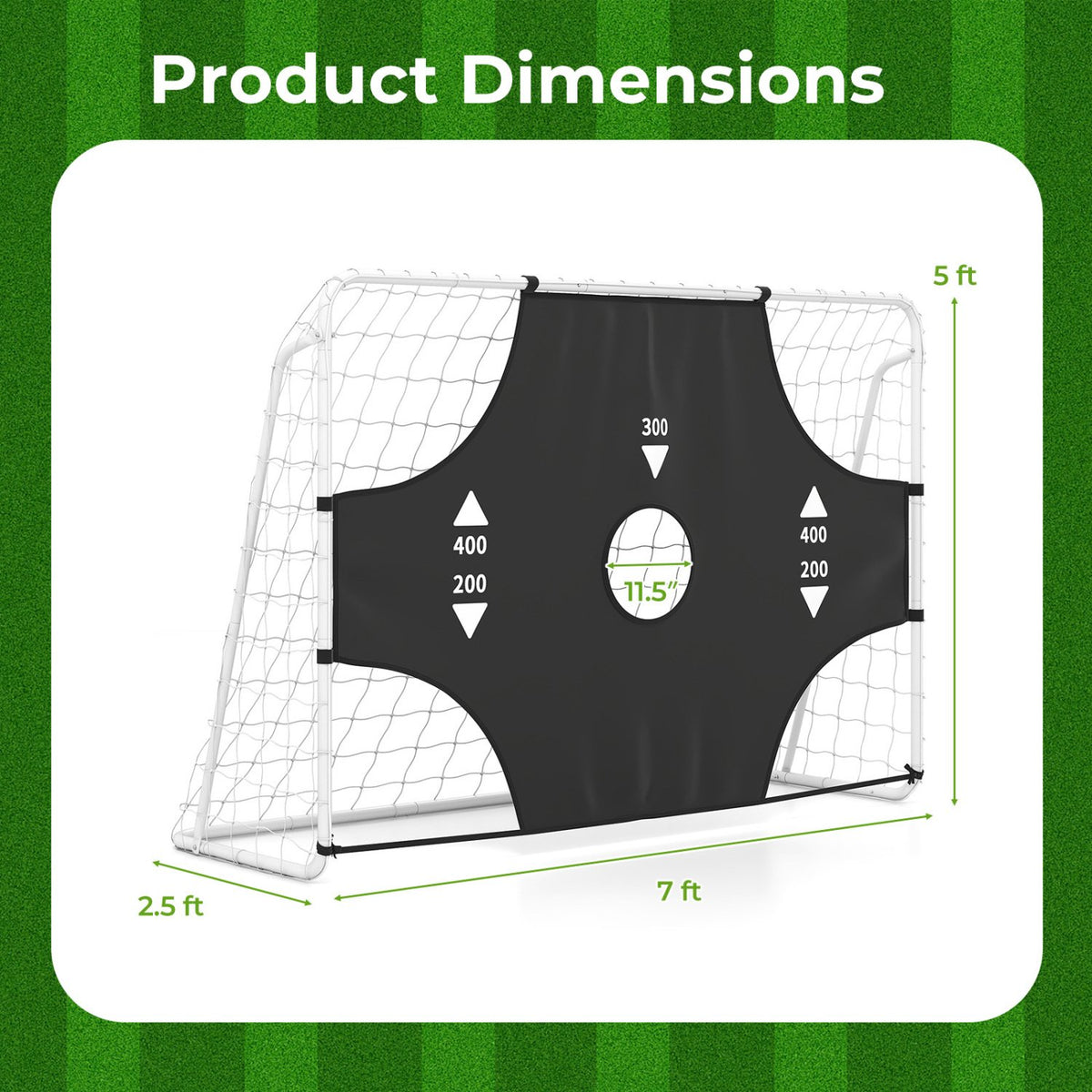 7 ft x 5 ft Soccer Goal Set for Backyard 2-in-1 Football Net with Removable Target Cloth view 4