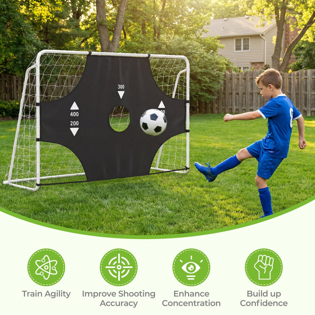 7 ft x 5 ft Soccer Goal Set for Backyard 2-in-1 Football Net with Removable Target Cloth view 5
