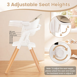 7-in-1 Convertible Foldable Baby High Chair with Adjustable Tray for Kids-Beige view 7