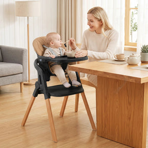 7-in-1 Convertible Foldable Baby High Chair with Adjustable Tray for Kids-Brown view 2