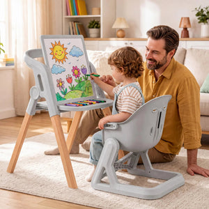 7-in-1 Convertible Foldable Baby High Chair with Adjustable Tray for Kids-Gray view 3