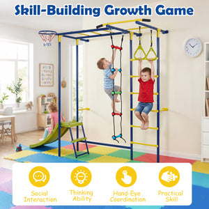 7-in-1 Swedish Ladder Wall Playset with Monkey Bars and Slide view 6