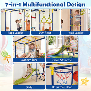 7-in-1 Swedish Ladder Wall Playset with Monkey Bars and Slide view 7