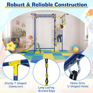 7-in-1 Swedish Ladder Wall Playset with Monkey Bars and Slide view 8