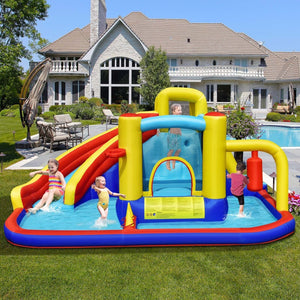 7-in-1 Inflatable Water Slide with 735W Air Blower and Splash Pool view 2