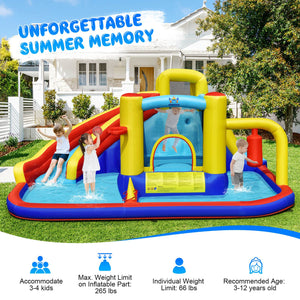 7-in-1 Inflatable Water Slide with 735W Air Blower and Splash Pool view 5