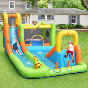 8-in-1 Inflatable Water Slide Bounce House with Splash Pool and 735W Blower view 3