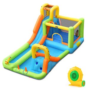 8-in-1 Inflatable Water Slide Bounce House with Splash Pool and 735W Blower view 4