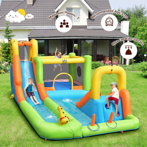 8-in-1 Inflatable Water Slide Bounce House with Splash Pool and 735W Blower view 7