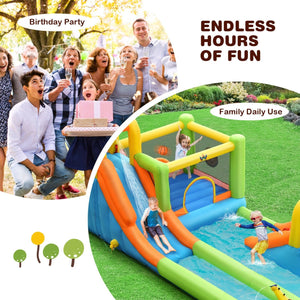 8-in-1 Inflatable Water Slide Bounce House with Splash Pool and 735W Blower view 8